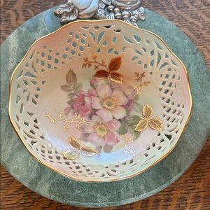 Shumann Arzberg Germany Floral Decorative Bowl with Gold Accents